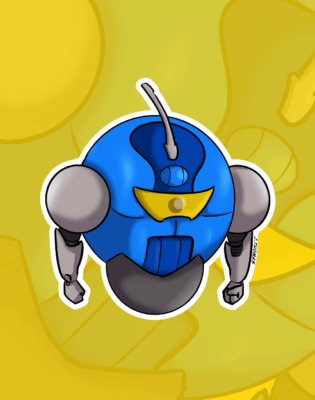 Blue Bot: The Melancholy Monitor - Sticker